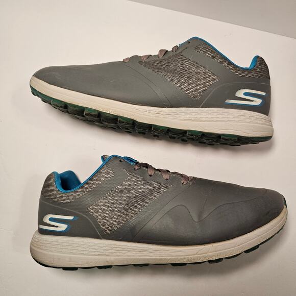 Skechers Mens Go Golf Shoes Water Resistant Charcoal Gray Blue Spikeless Size 10 - Picture 15 of 16